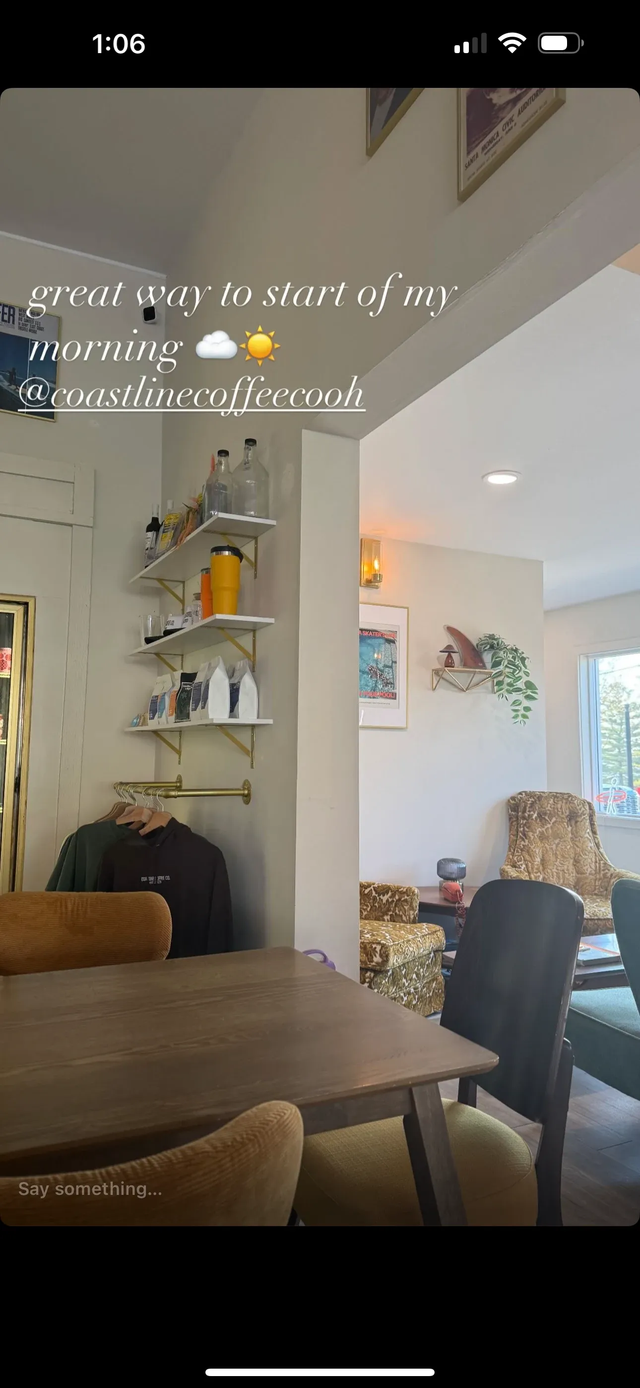Customer review of Coastline Coffee on Instagram